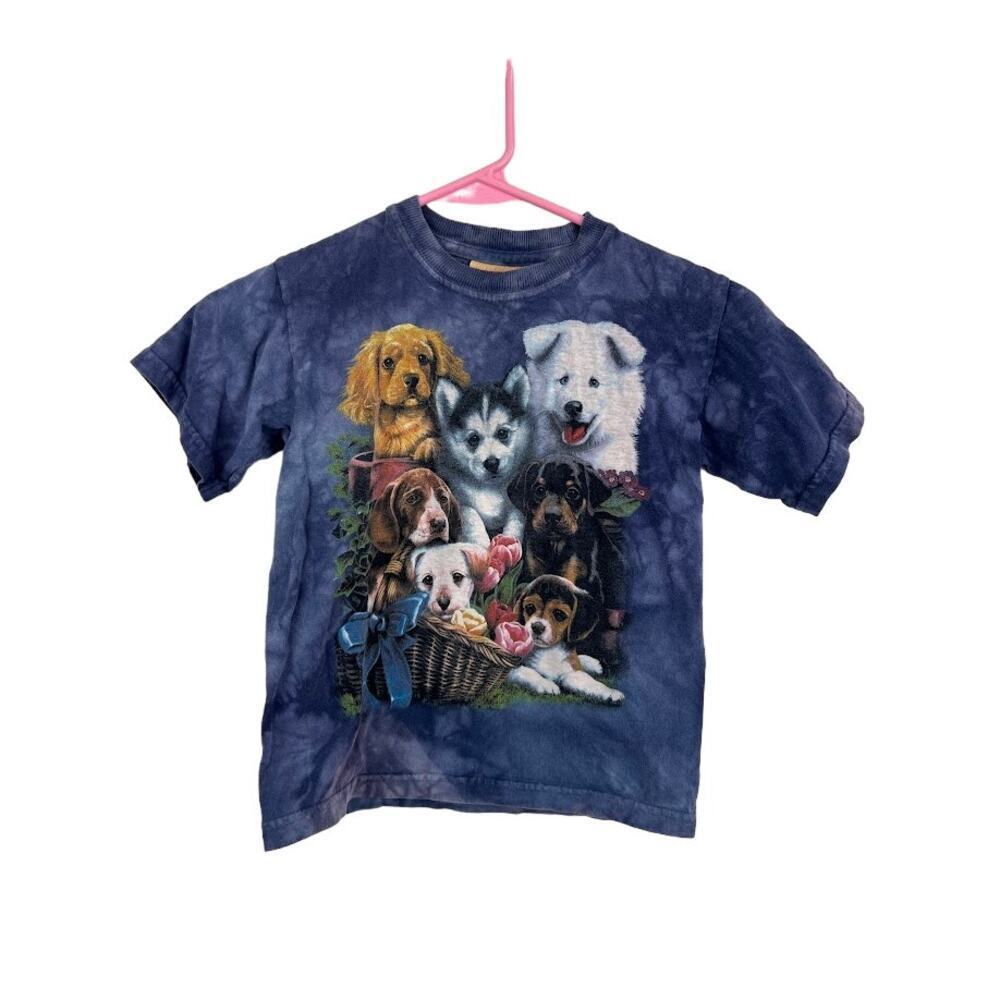 The Mountain Tie Dye Puppies in a Basket T-Shirt Vintage Kids size small